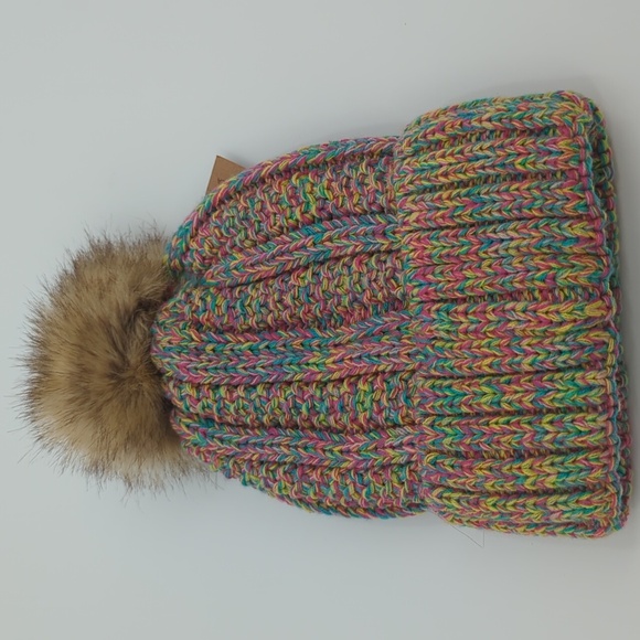 C.C Melange Lined Warm Multicolor Beanie Hat - Picture 4 of 4